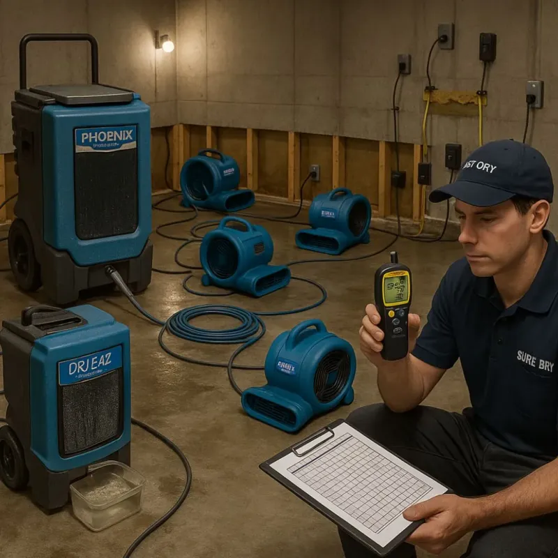 Structural Drying and Dehumidification process in Jennings Lodge, OR